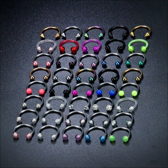 316L Surgical Steel Septum Rings Piercing Jewelry 40 Piece Set - Picture 7 of 7